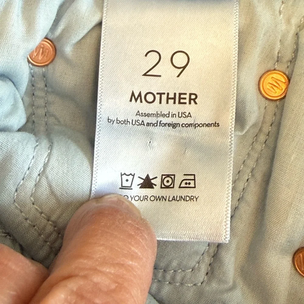 Mother The Wisher Sneak Fray Punch Buggy Denim Jeans 29 Wide Leg Raw Hem Boho